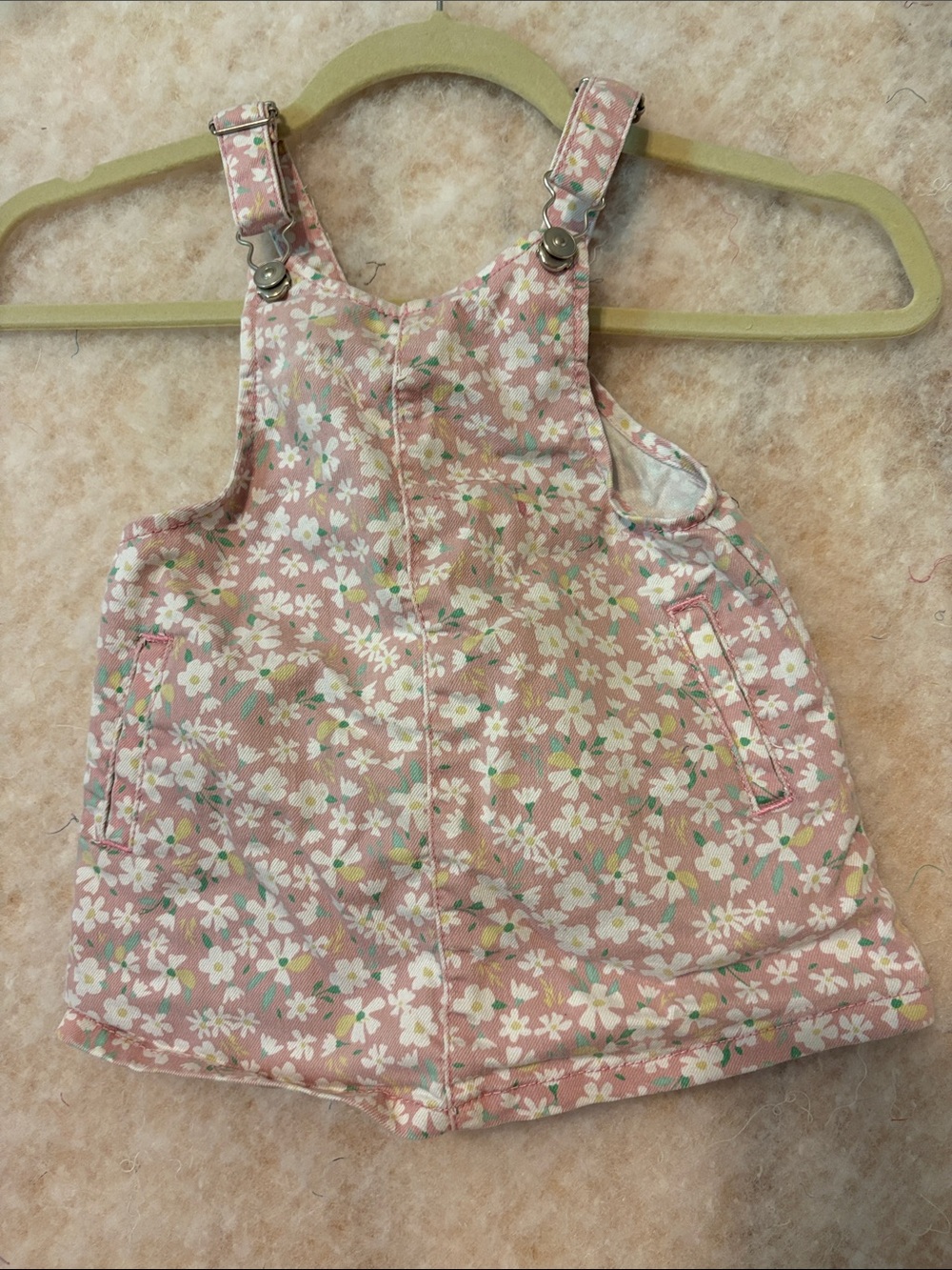 wonder nation Pink Floral Corduroy Overalls Dress